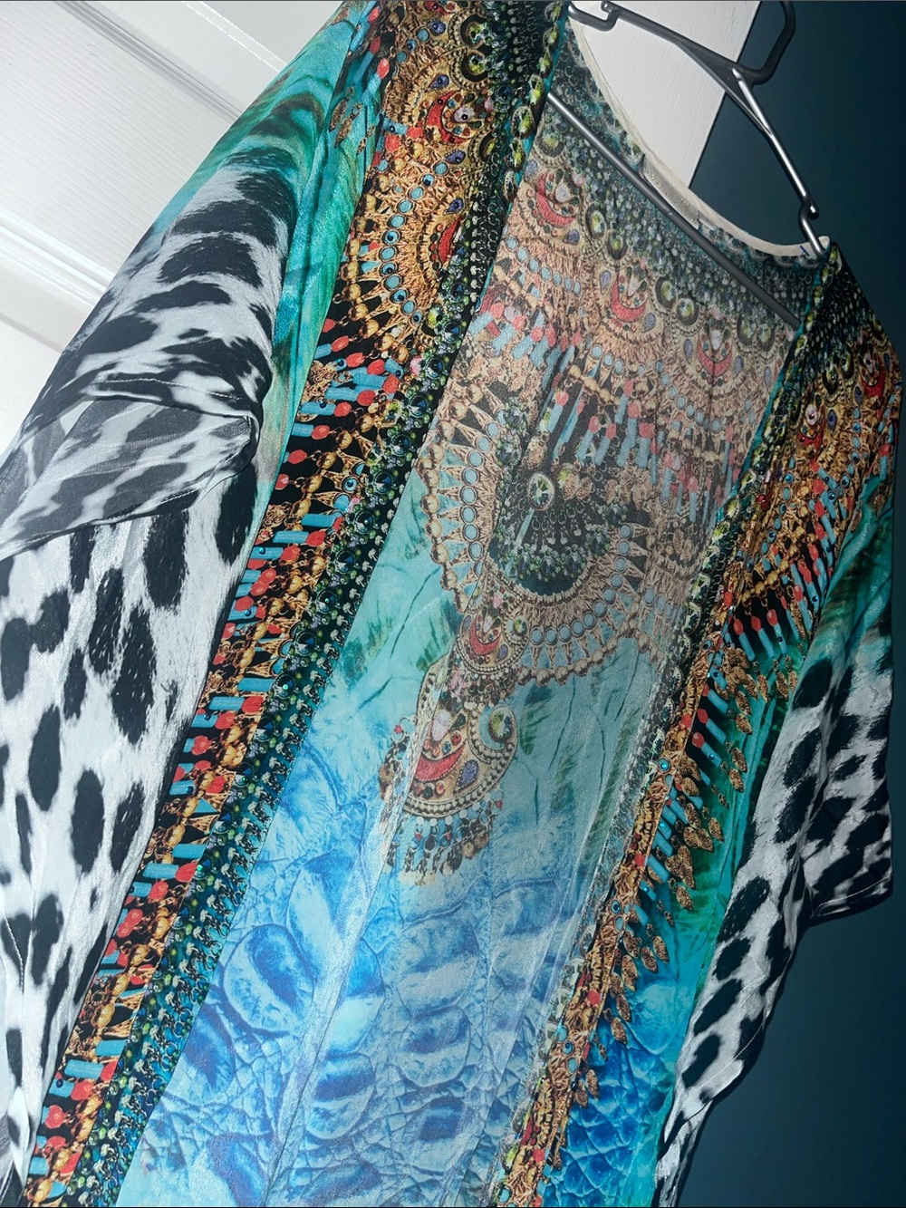 Bohemian Aqua Green Printed kimono - Picture 4 of 7